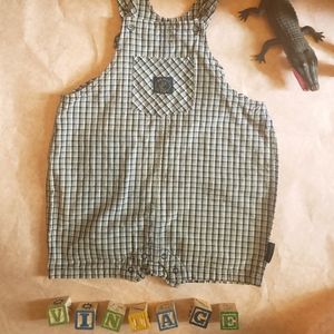 90's Shortall Grunge Era Romper Overalls Cotton Plaid Overalls Vintage Waddles